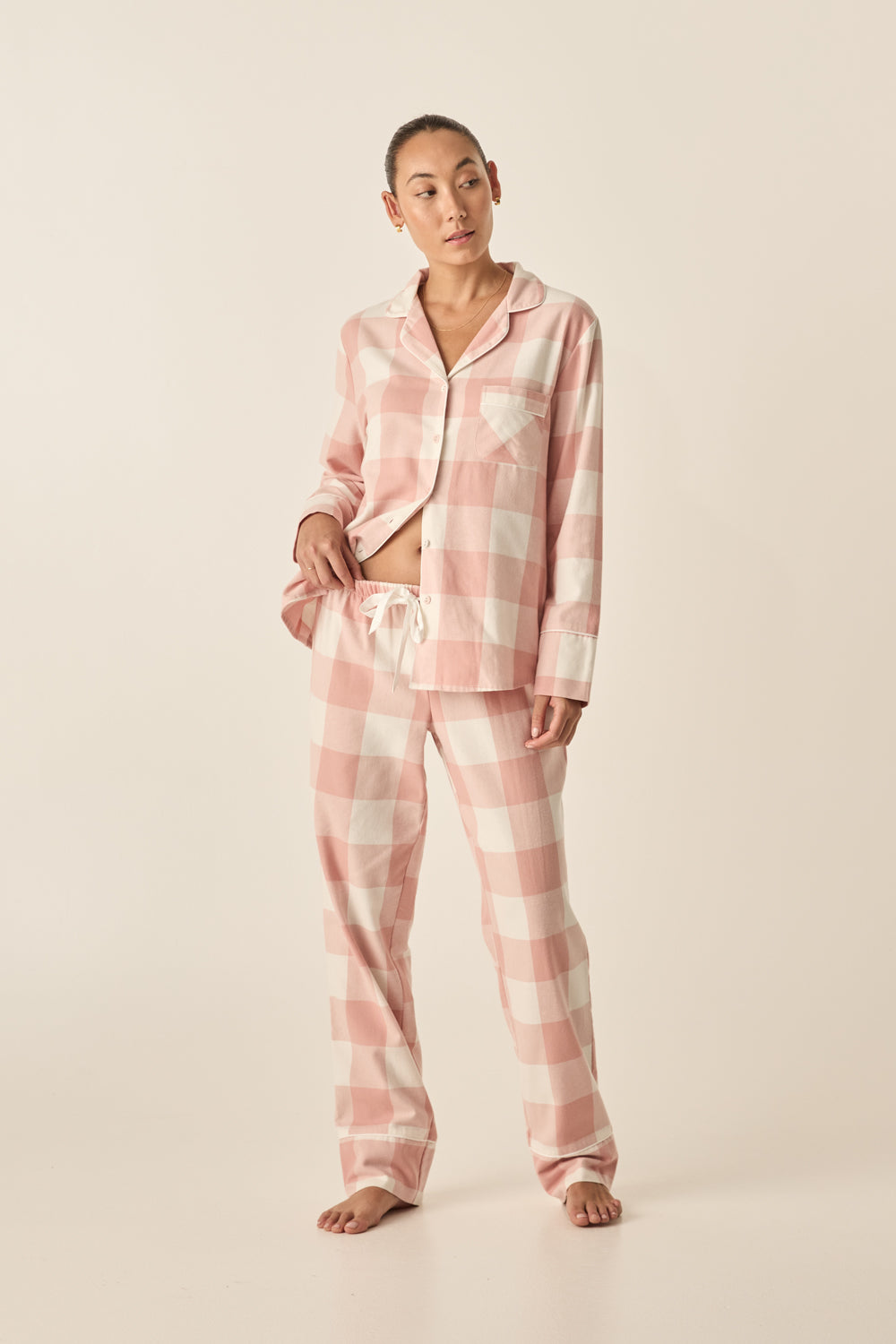 Saffron Pink Check Cotton Set 