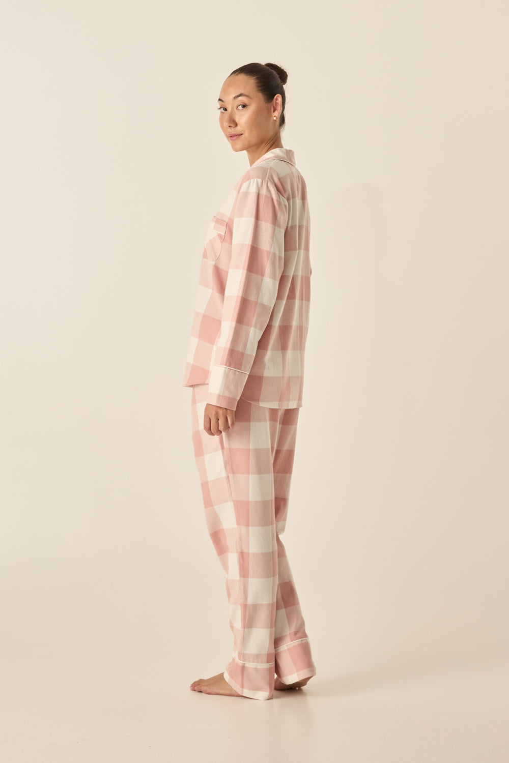 Saffron Pink Check Cotton Set 