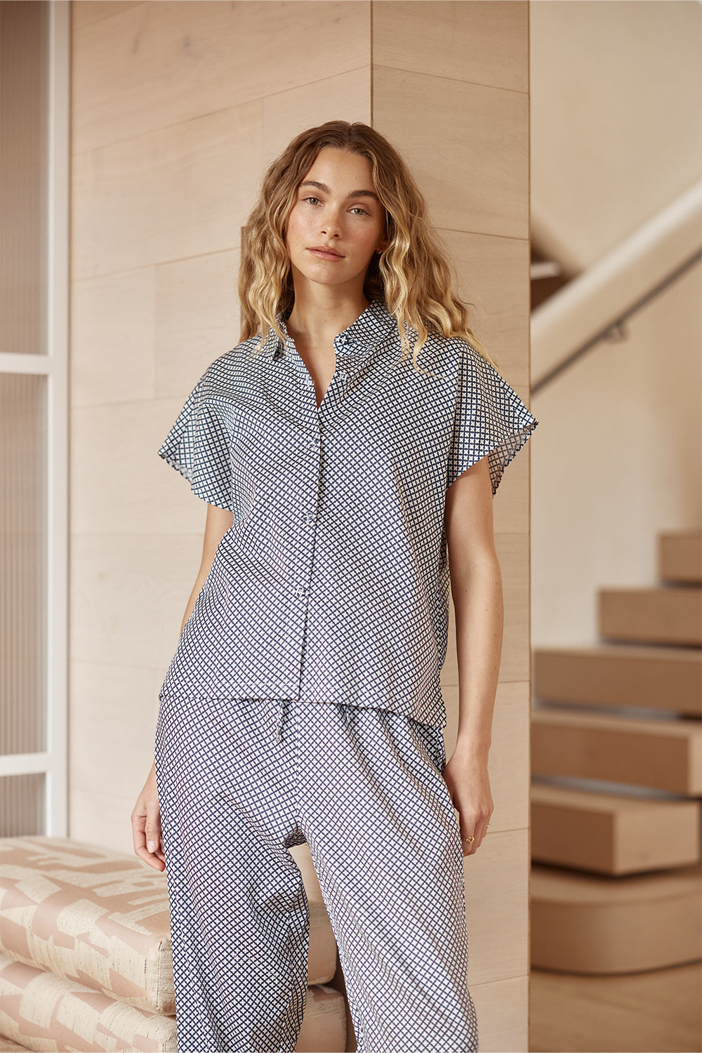 Marlie Diamond Print Cotton Long PJ Set