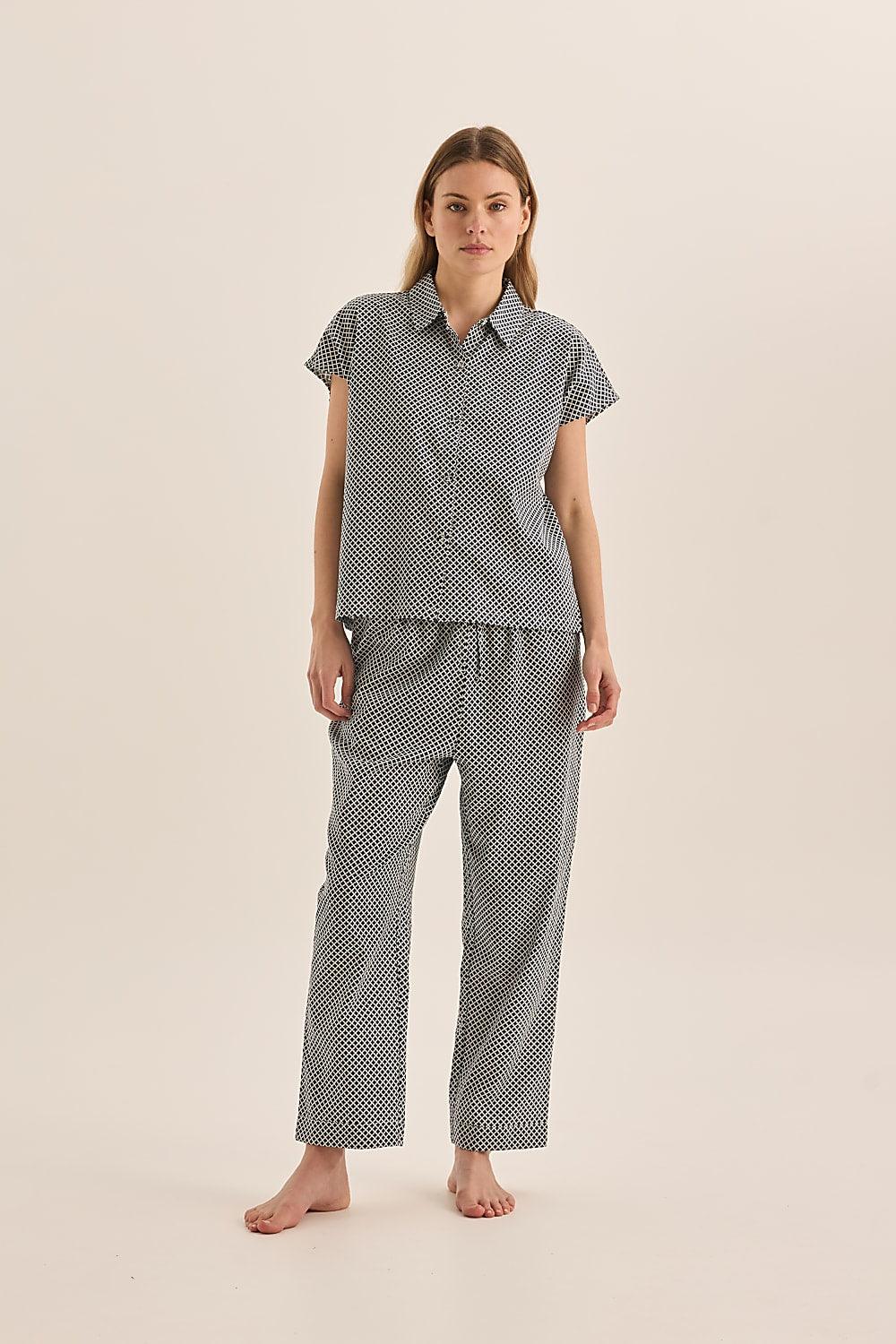 Goldie Navy Diamond Cotton PJ