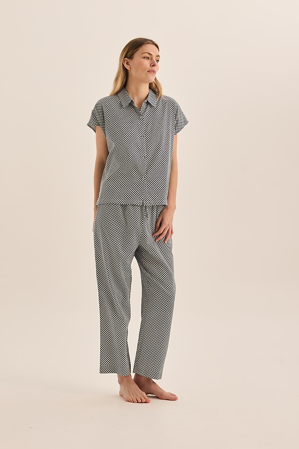 Goldie Navy Diamond Cotton PJ