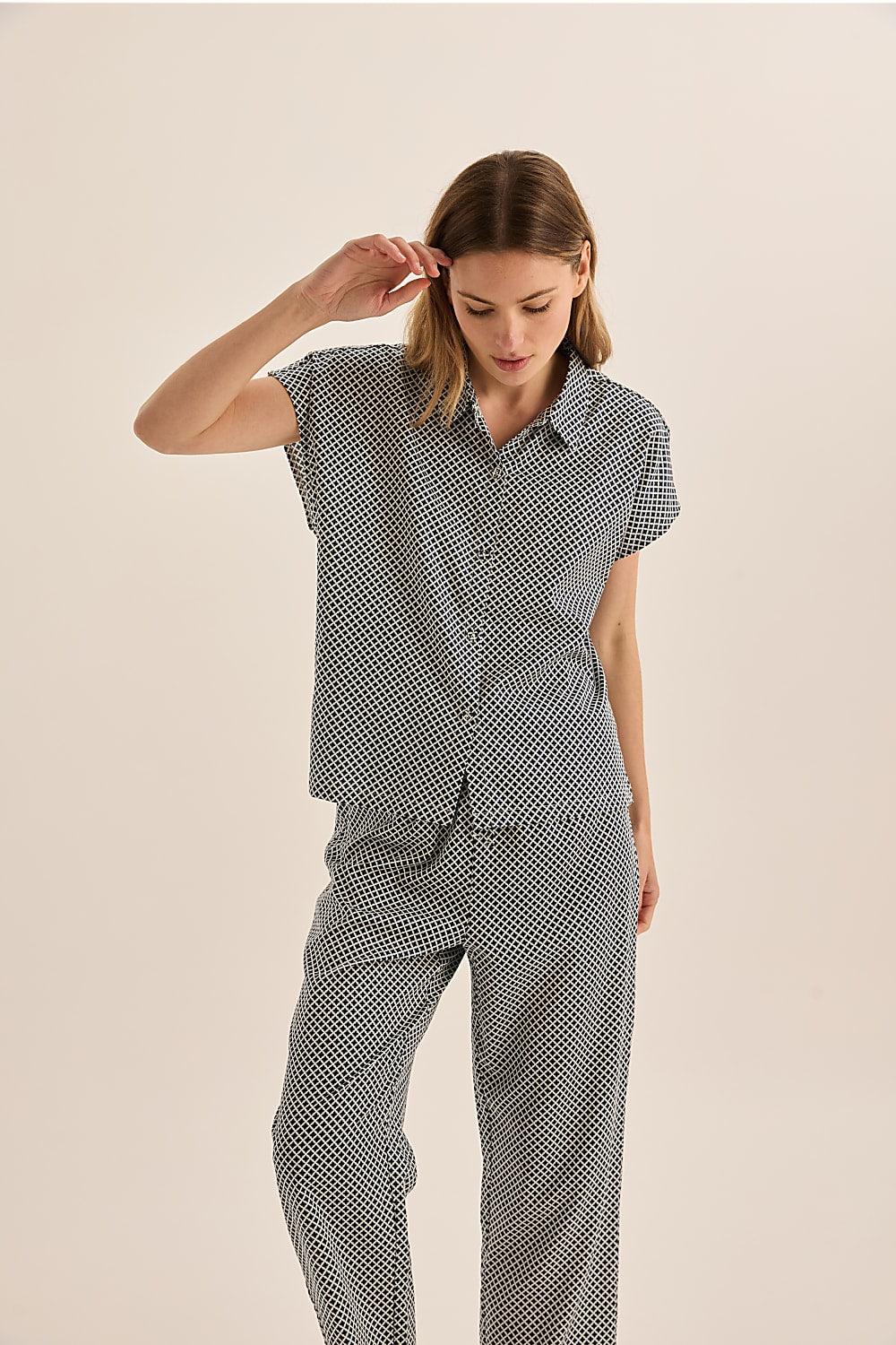Goldie Navy Diamond Cotton PJ