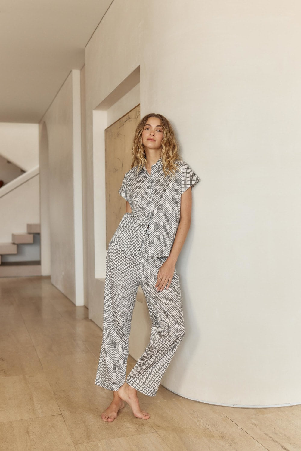 Marlie Diamond Print Cotton Long PJ Set