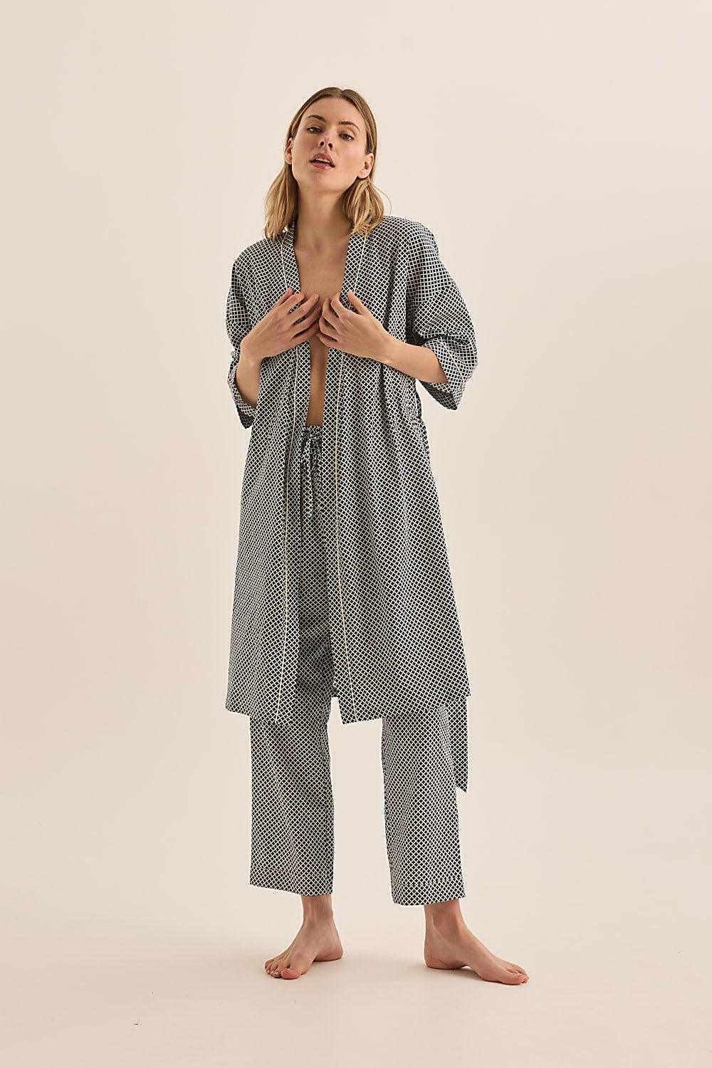 Goldie Navy Diamond Cotton PJ