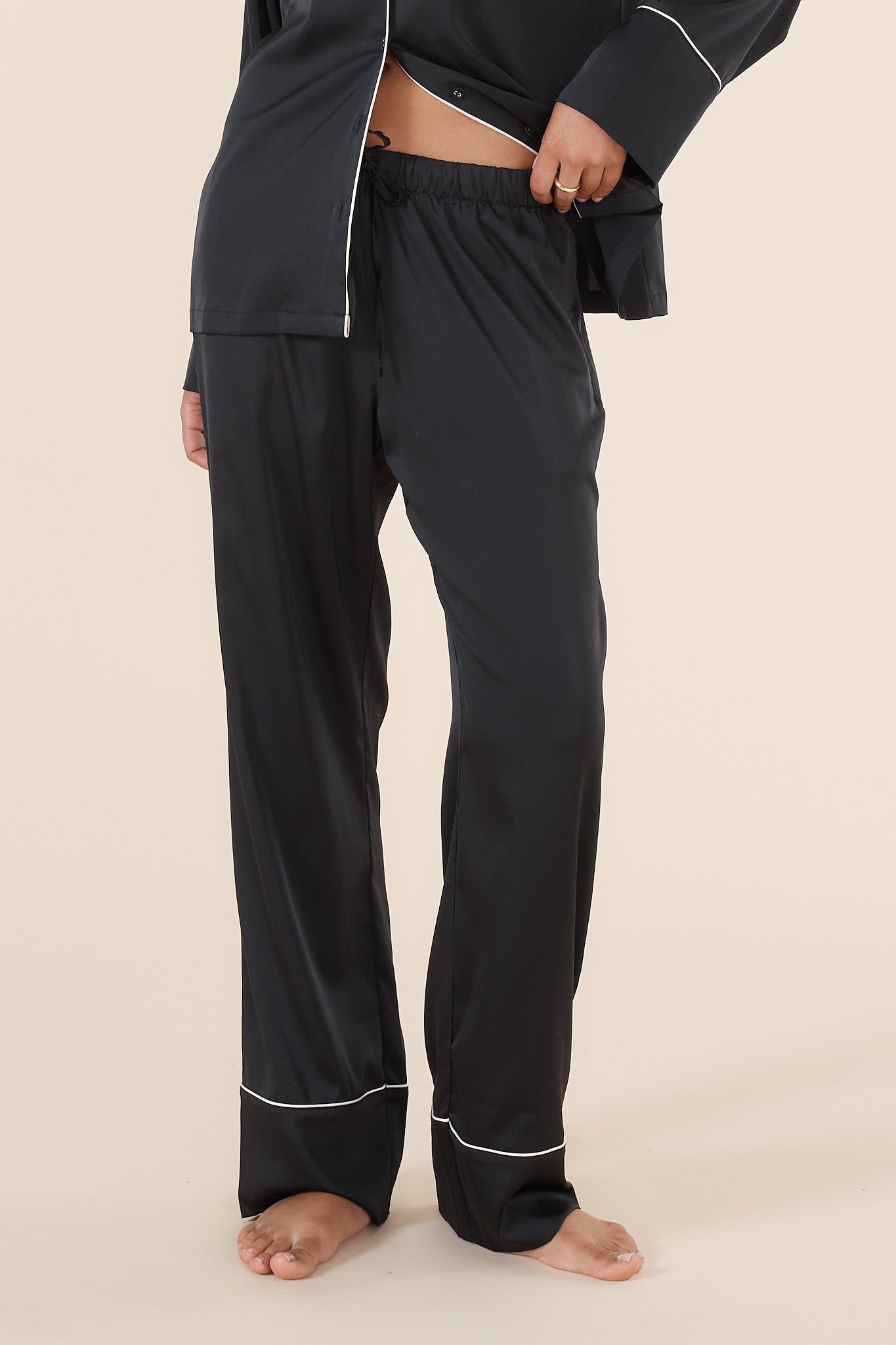 Adele Black Satin Set 