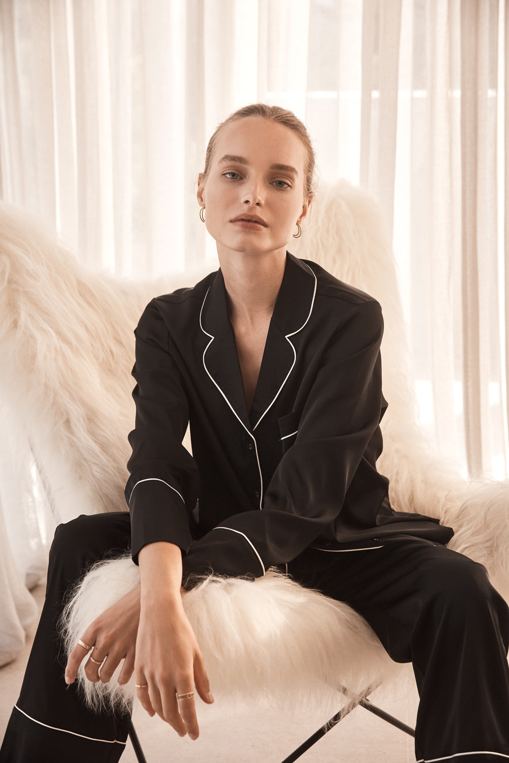 Adele Black Satin Set 