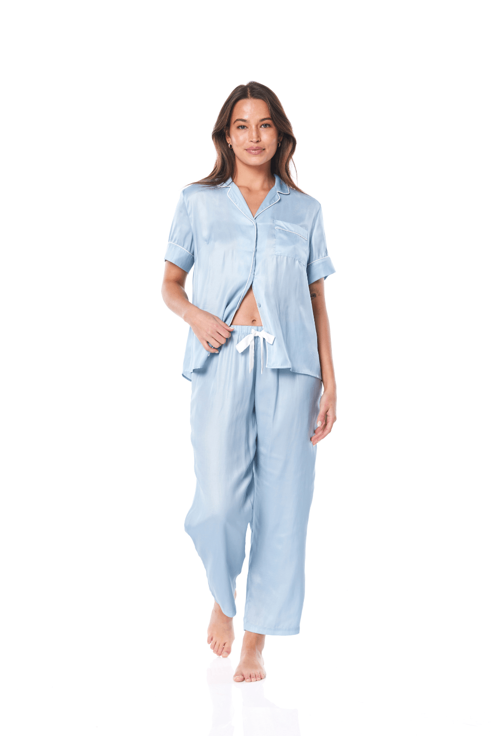 Aileen Blue Satin Crop Pant PJ