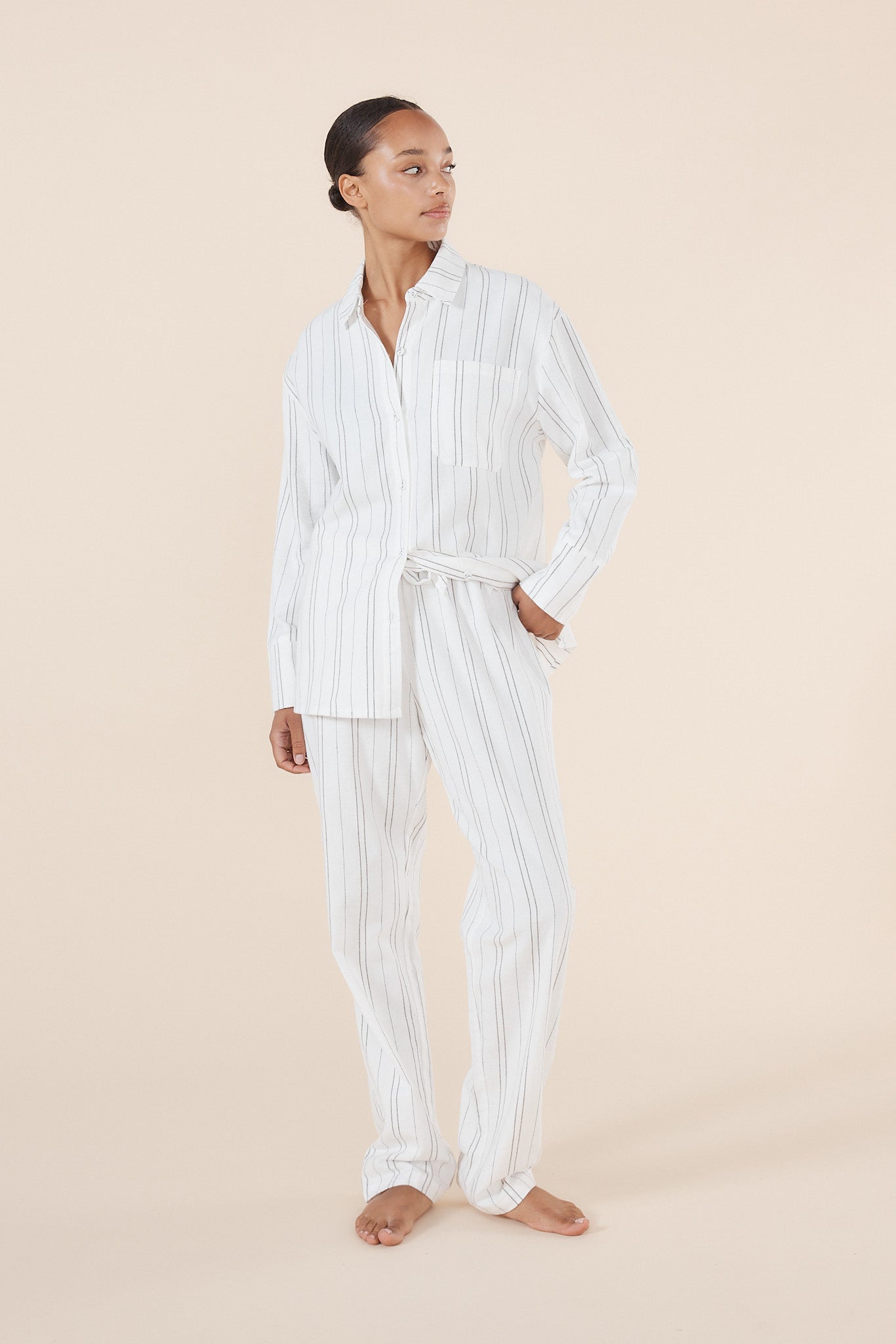 Amelie Stripe Cotton Long PJ set