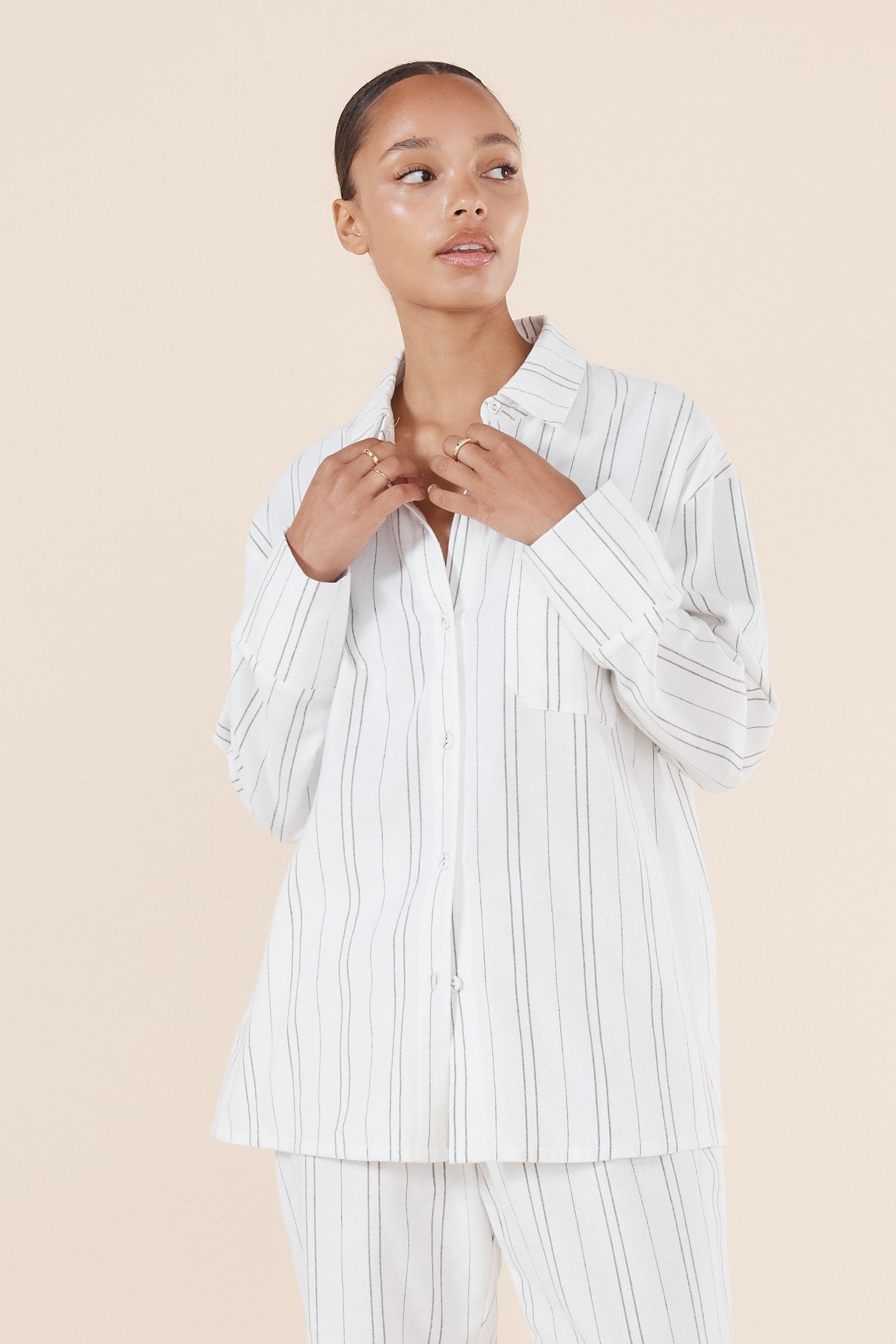 Amelie Stripe Cotton Long PJ set