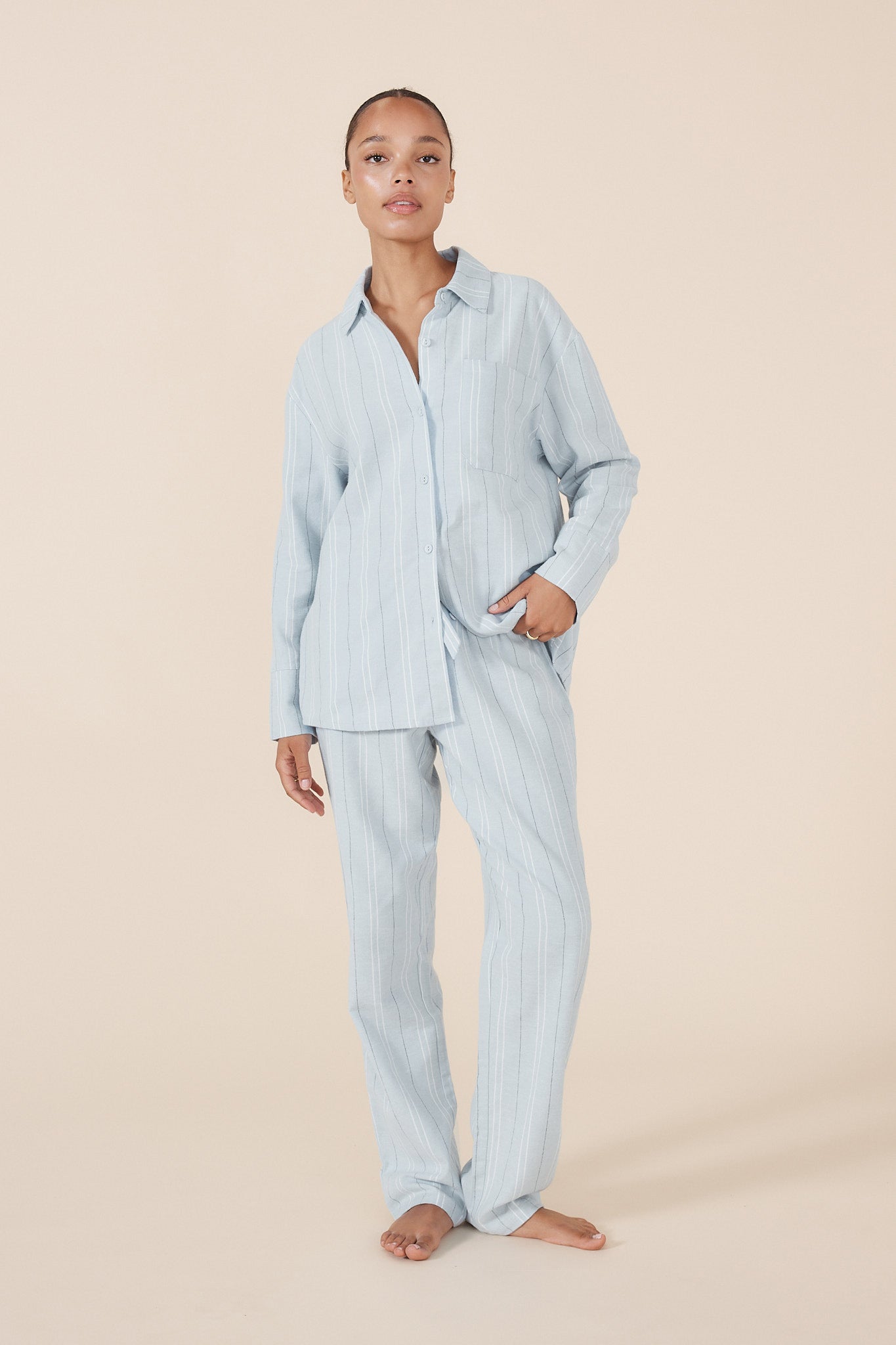 Amelie Stripe Cotton Long PJ set