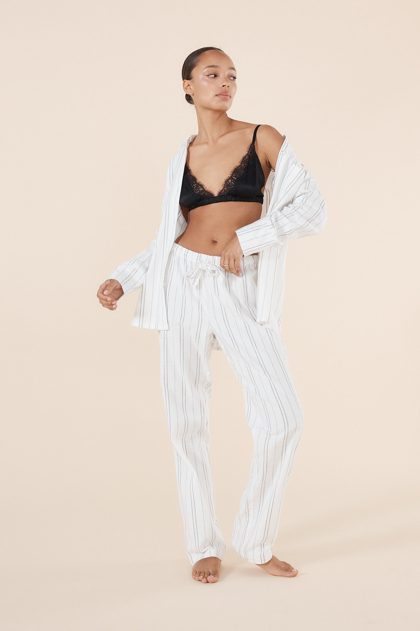 Amelie Stripe Cotton Long PJ set