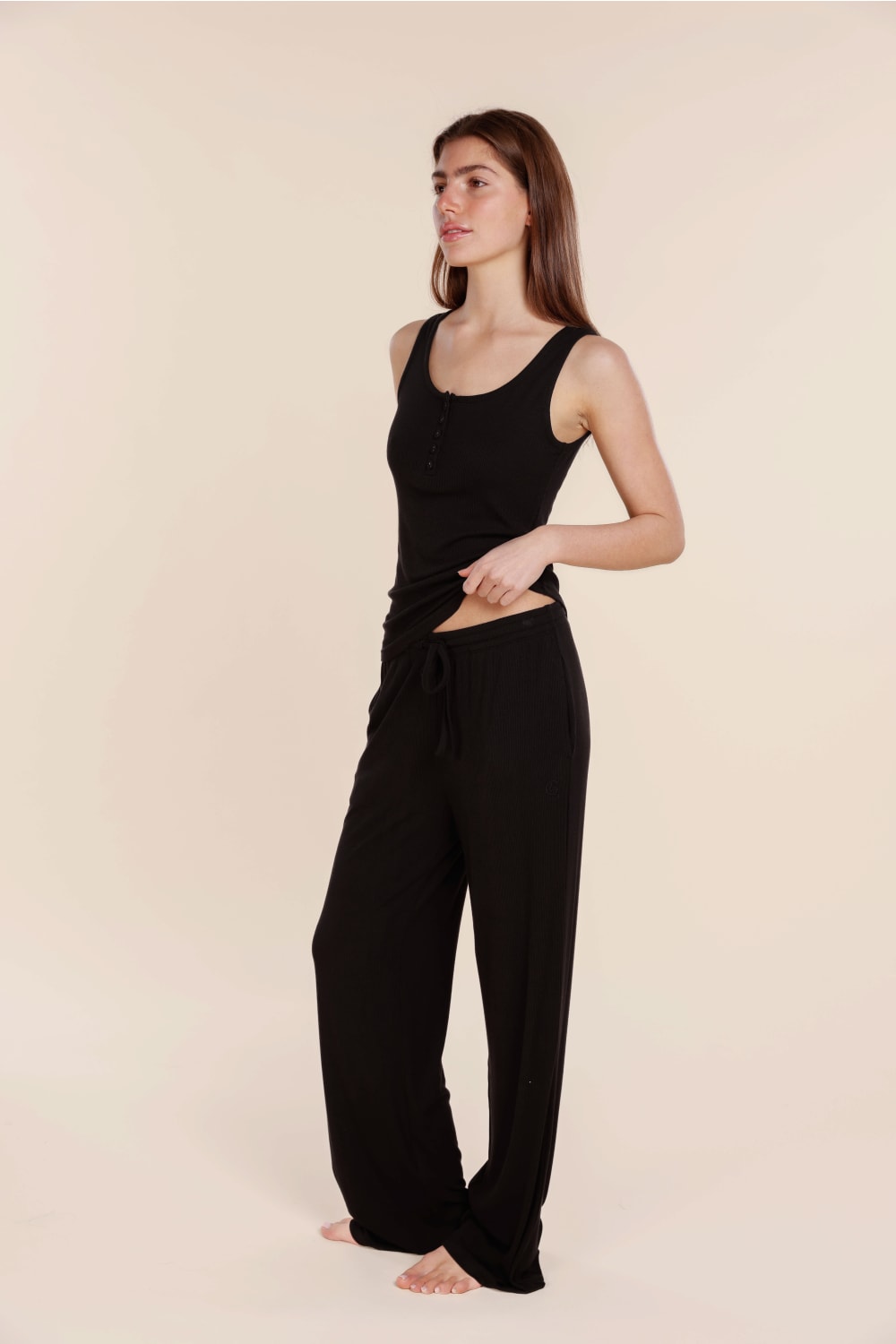 Liberty Ribbed Singlet Henley Top
