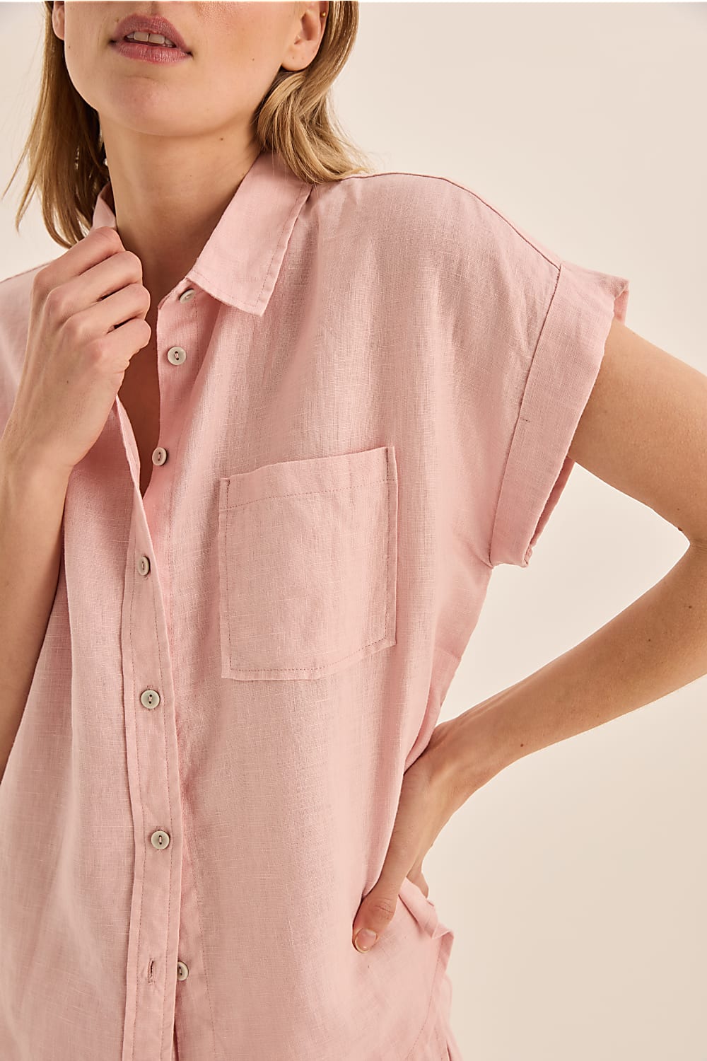 Charlotte Pink Linen Pyjama Set