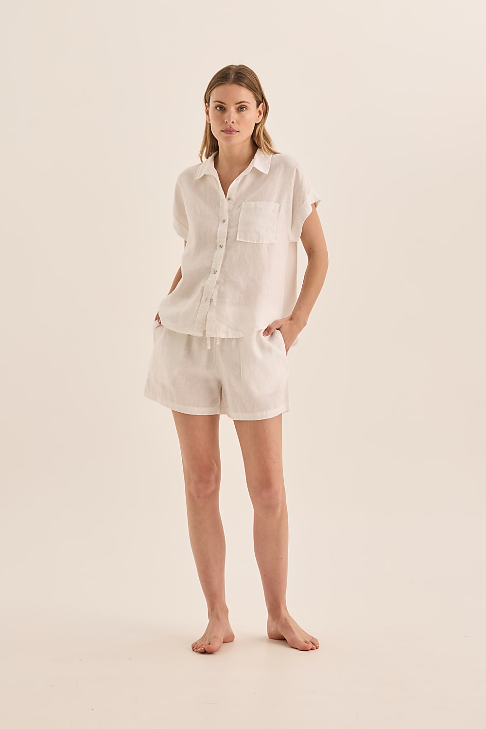 Charlotte White Linen Pyjama Set