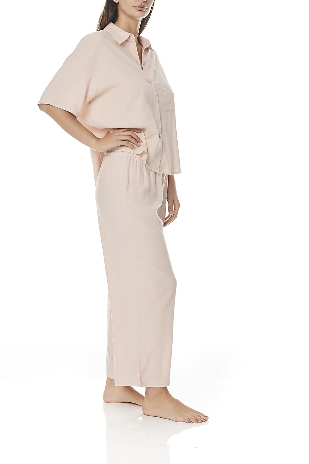 Chiara Salmon Linen Pj Set