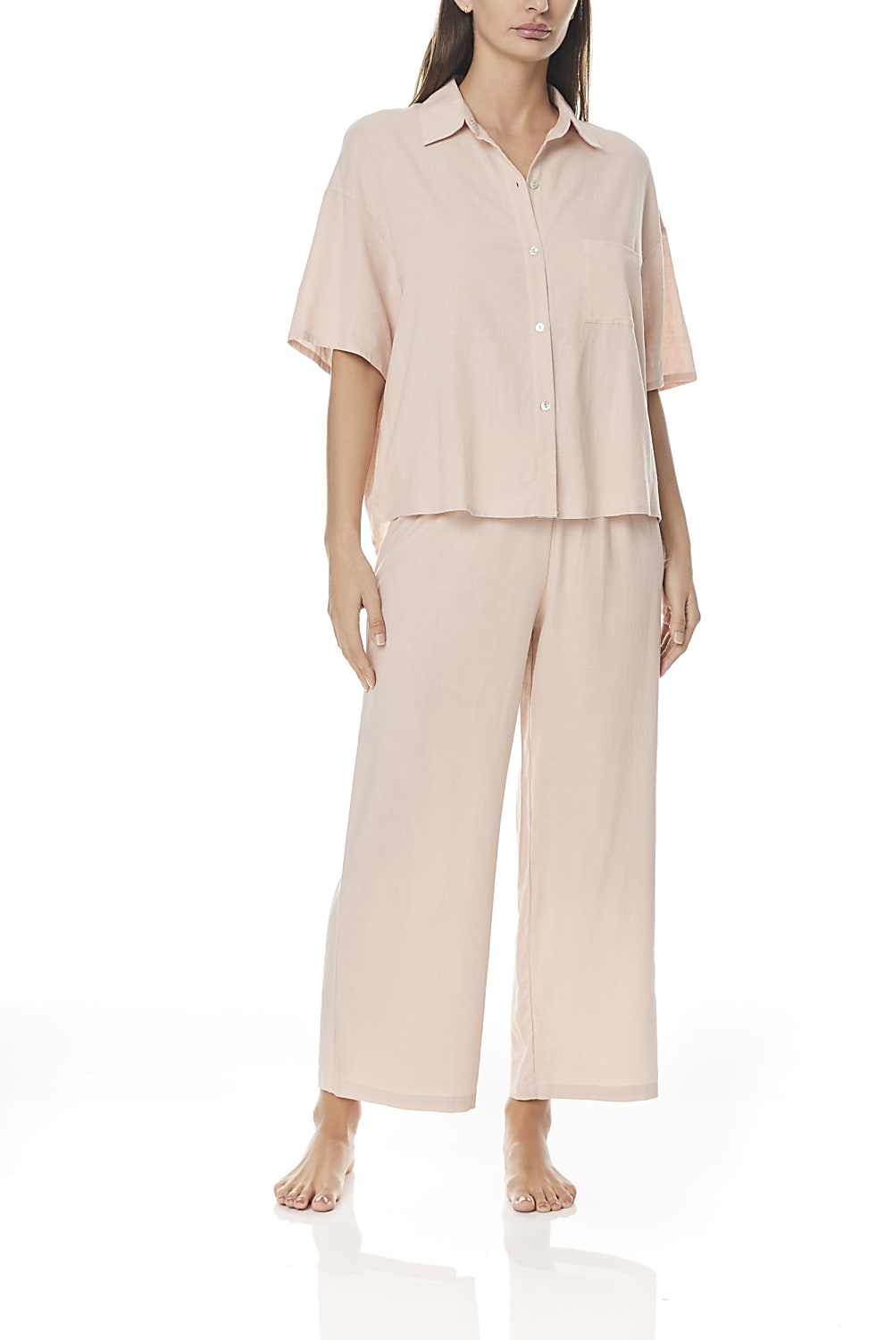 Chiara Salmon Linen Pj Set