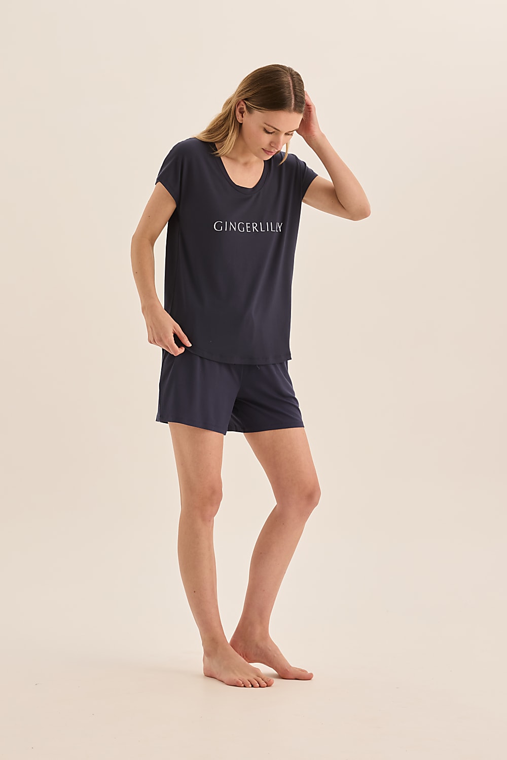 Dahlia Navy Bamboo Short Set