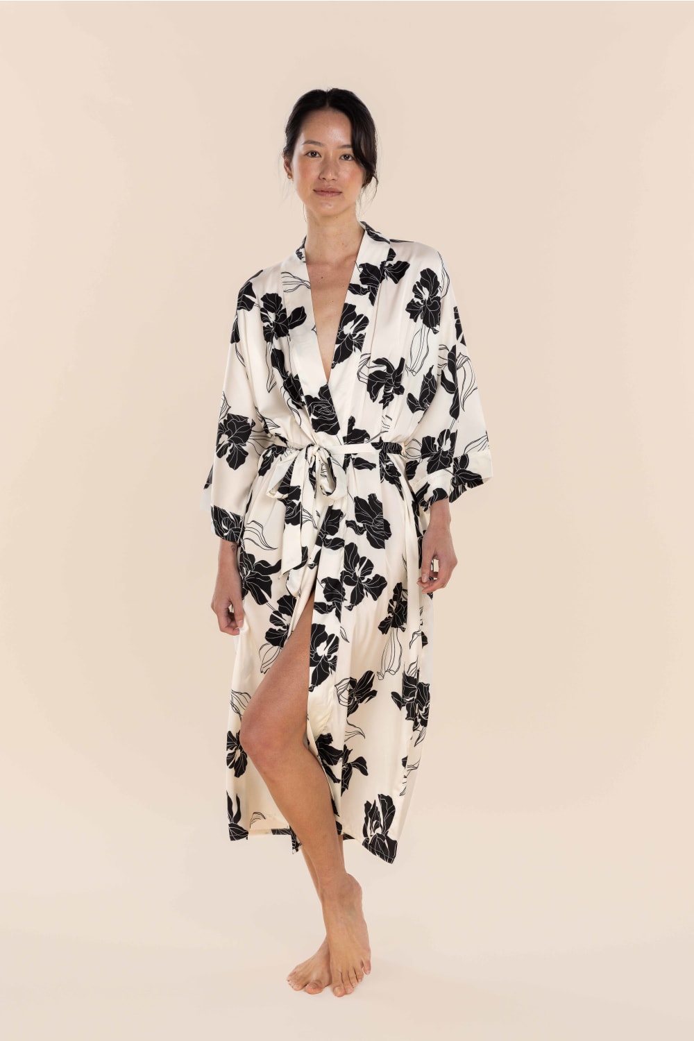 Daisy Recycled Silky Satin Long Robe
