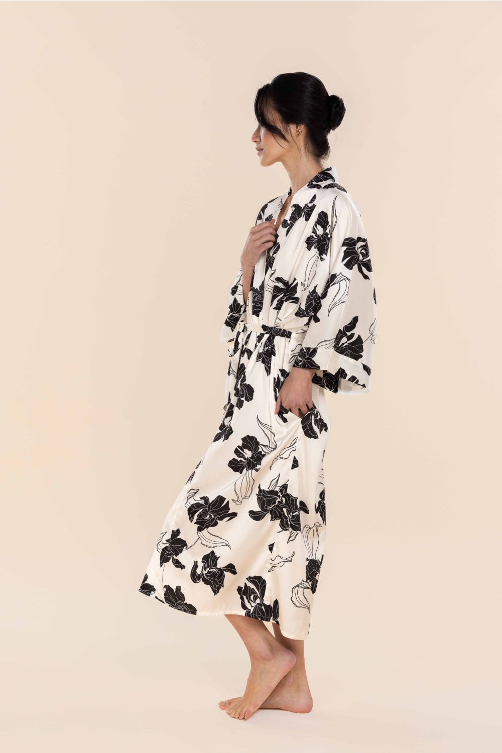 Daisy Recycled Silky Satin Long Robe