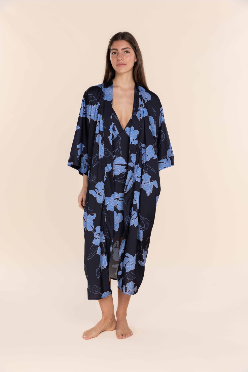 Daisy Recycled Silky Satin Long Robe