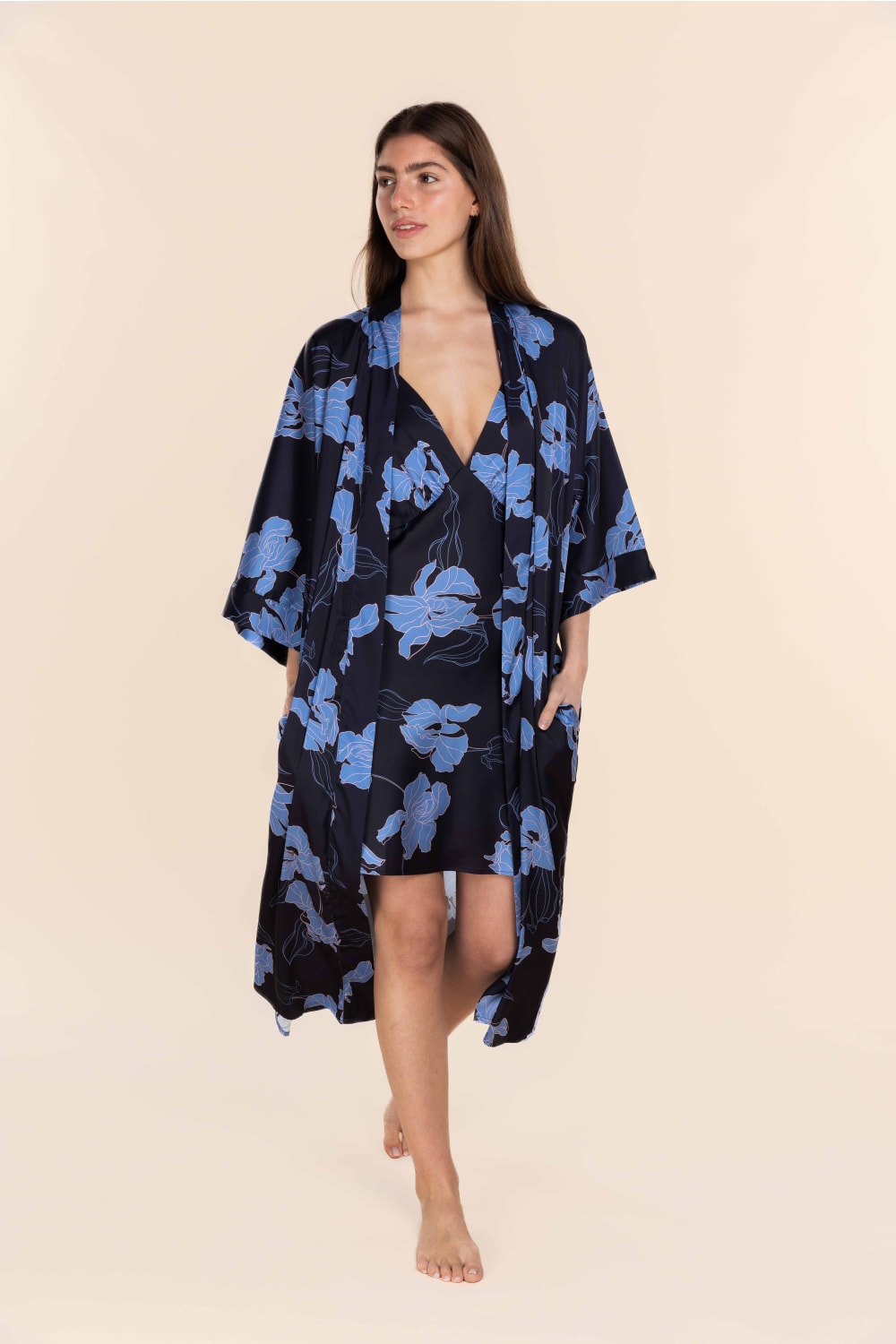 Daisy Recycled Silky Satin Long Robe