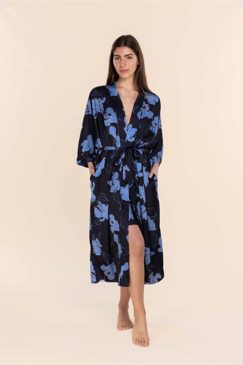 Daisy Recycled Silky Satin Long Robe
