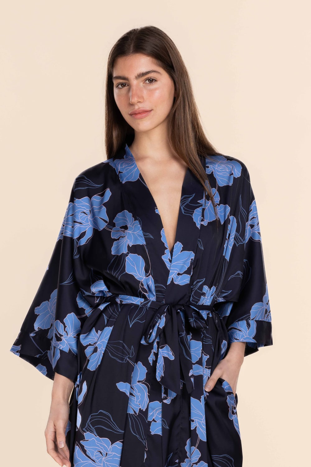 Daisy Recycled Silky Satin Long Robe