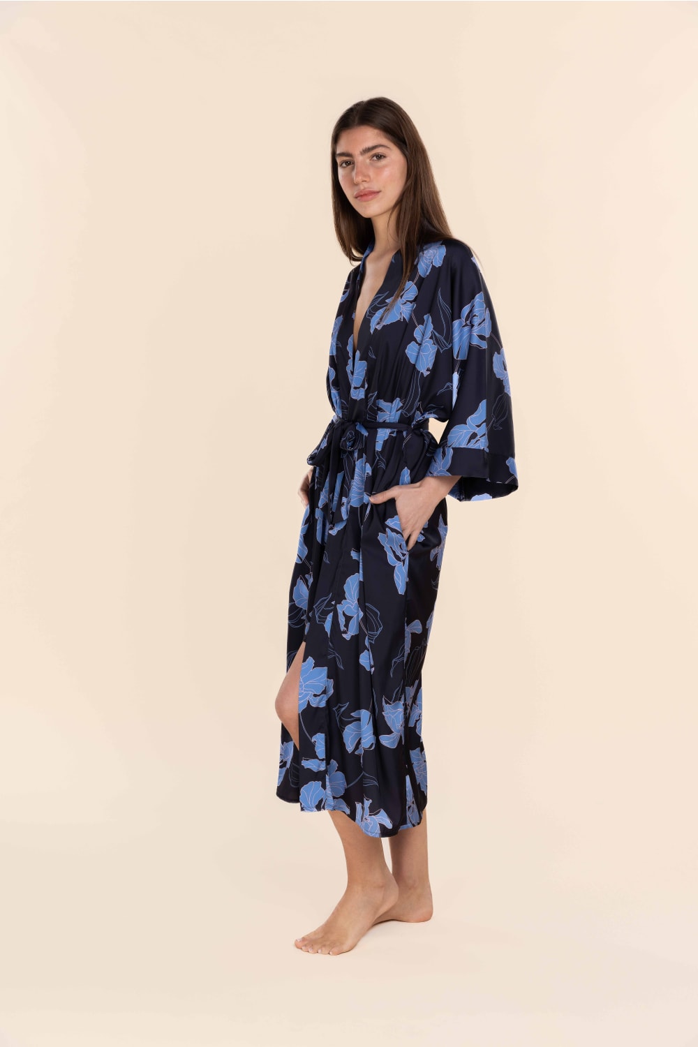 Daisy Recycled Silky Satin Long Robe