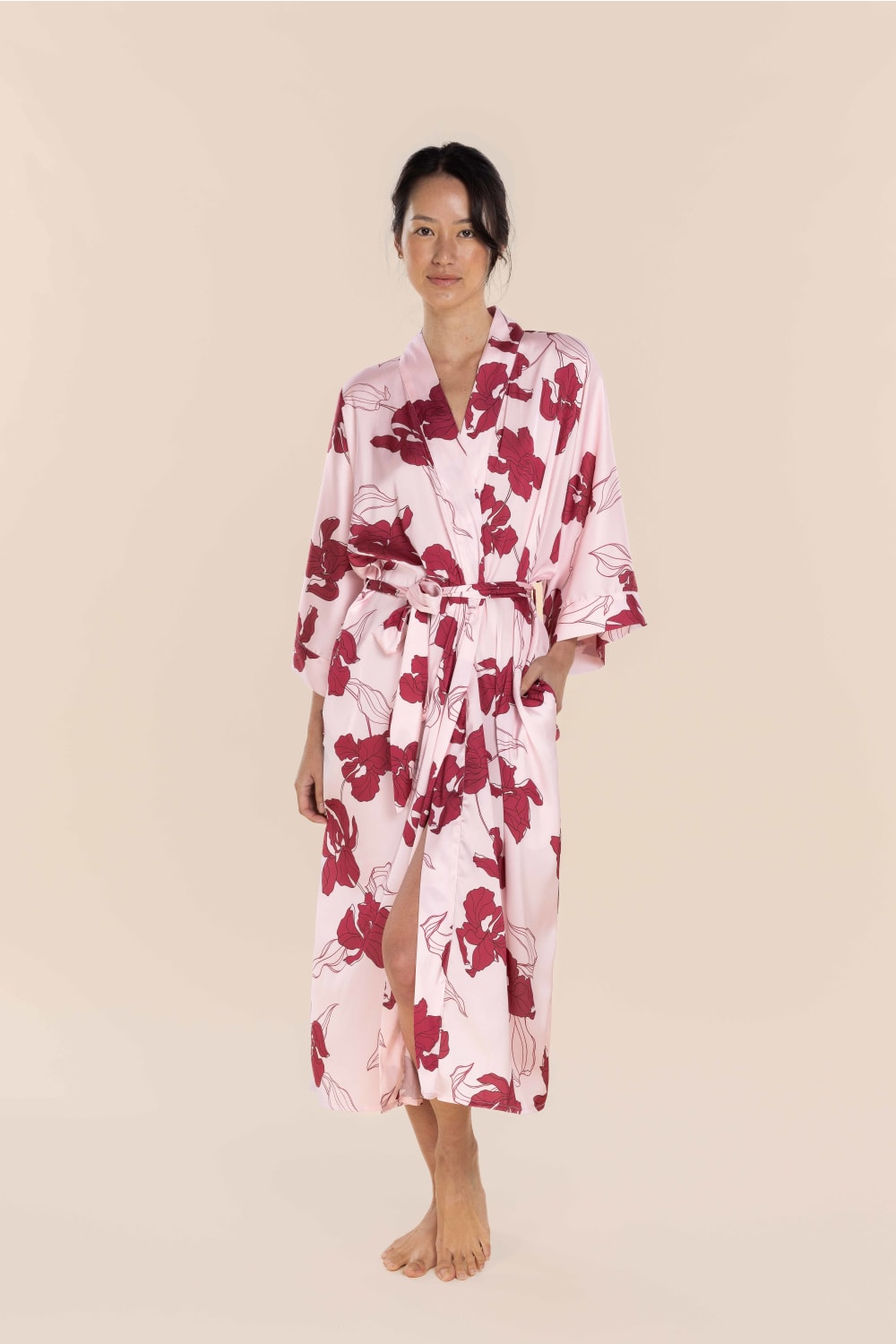 Daisy Recycled Silky Satin Long Robe