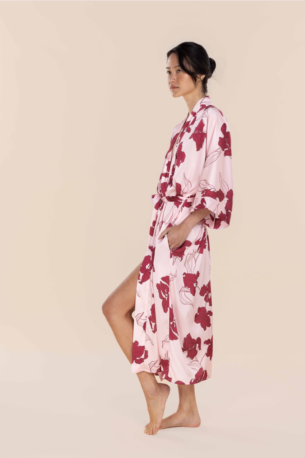 Daisy Recycled Silky Satin Long Robe