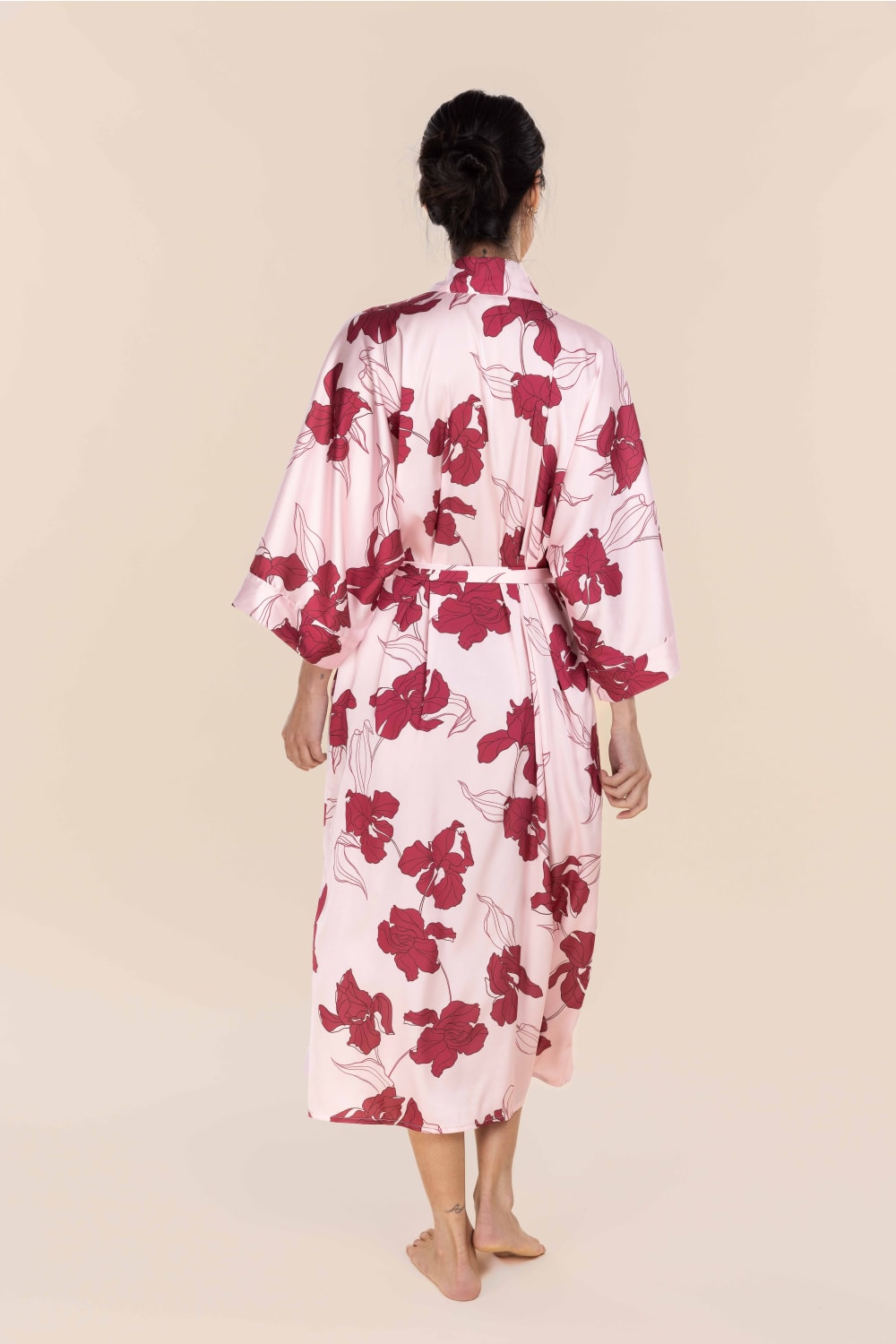 Daisy Recycled Silky Satin Long Robe