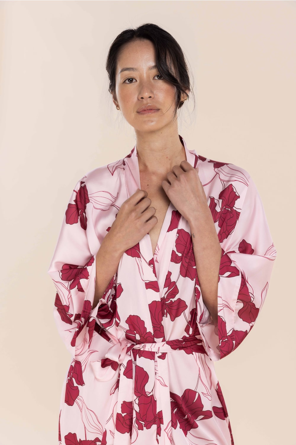 Daisy Recycled Silky Satin Long Robe