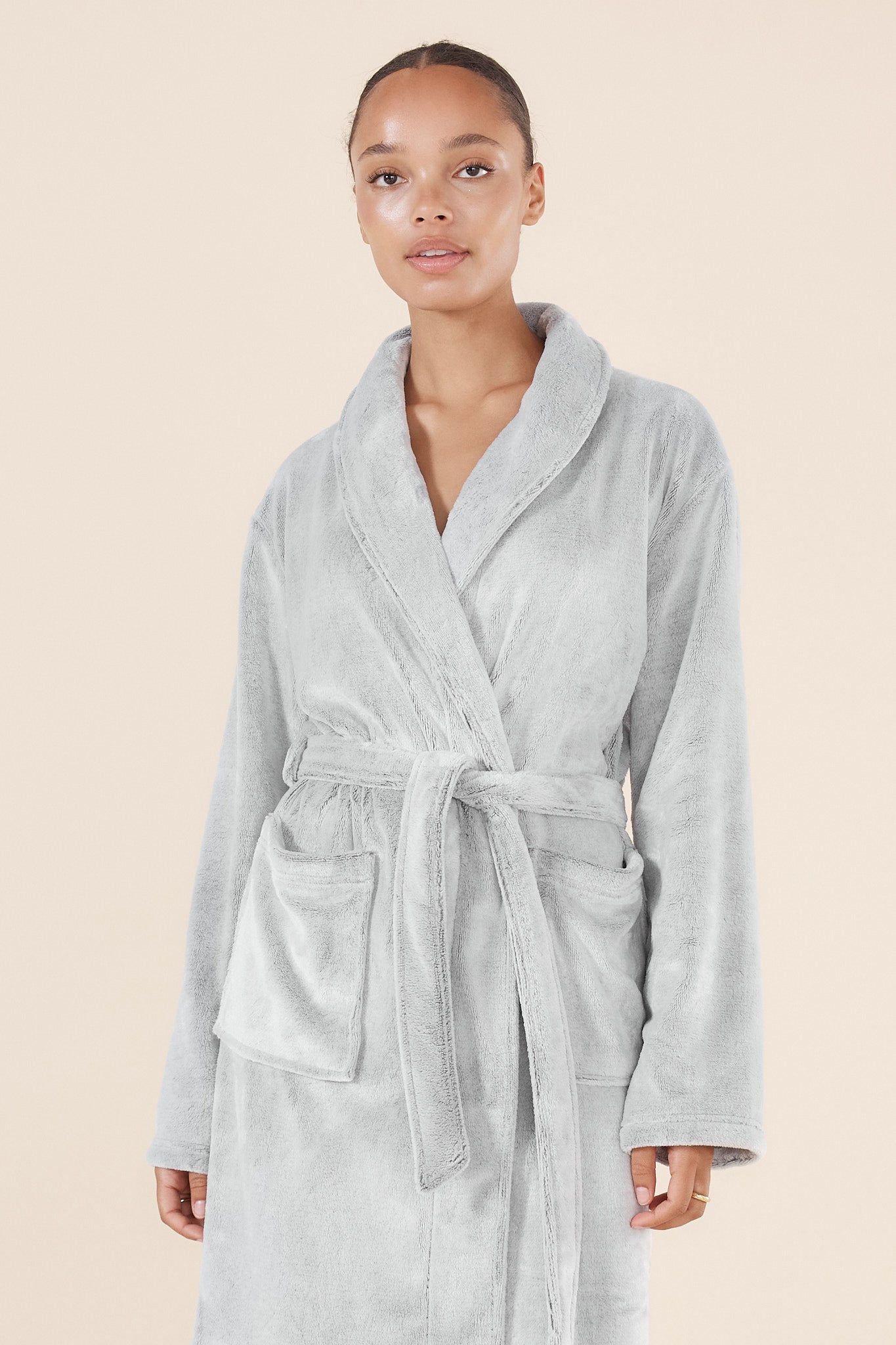 Desiré Grey Long Plush Robe
