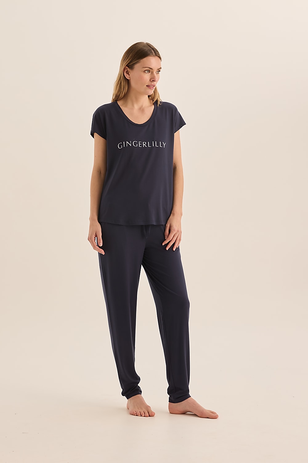 Elara Navy Bamboo Pyjama Set