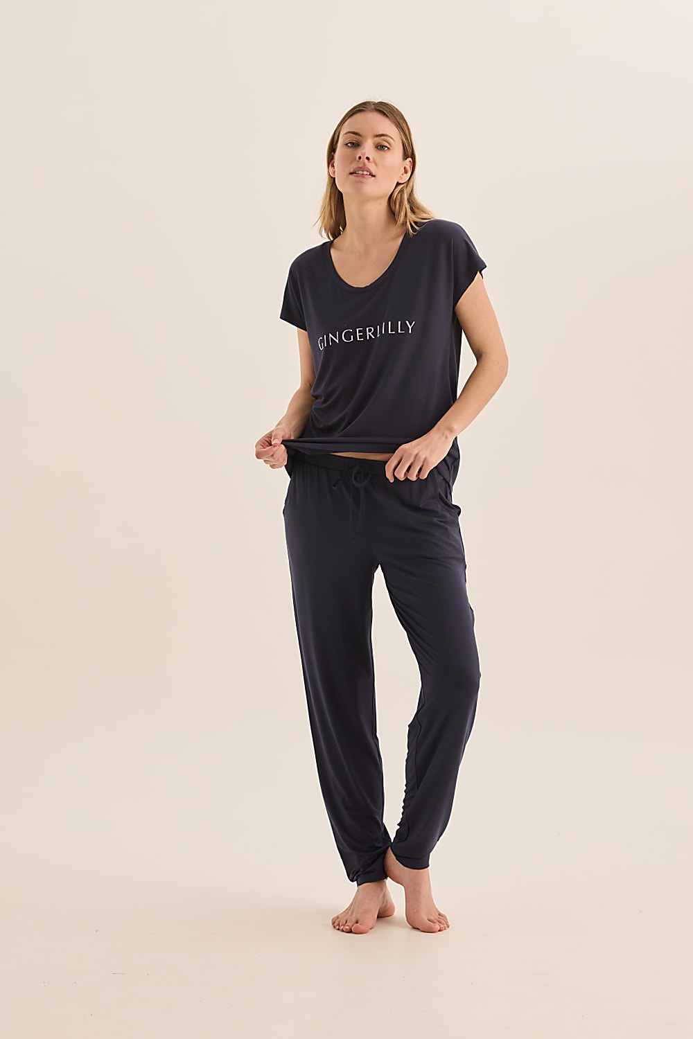 Elara Navy Bamboo Pyjama Set