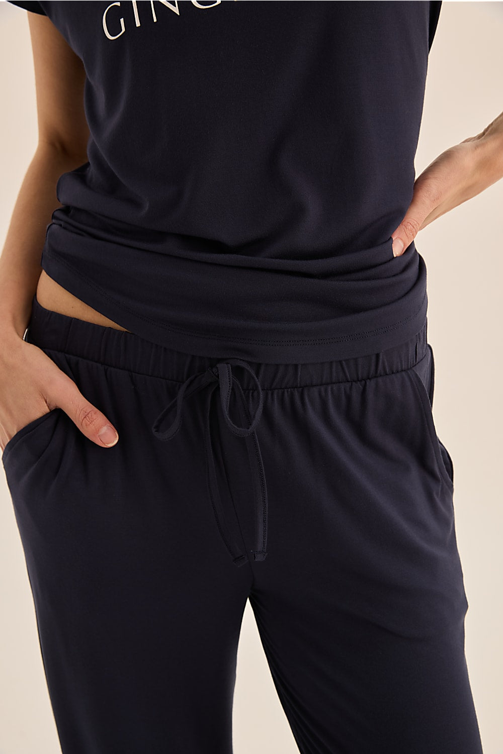 Elara Navy Bamboo Pyjama Set