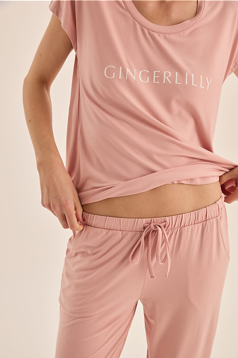 Elara Pink Bamboo Pyjama Set