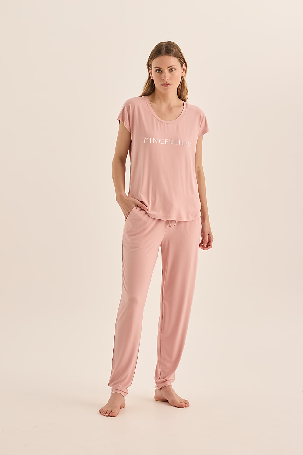 Elara Pink Bamboo Pyjama Set