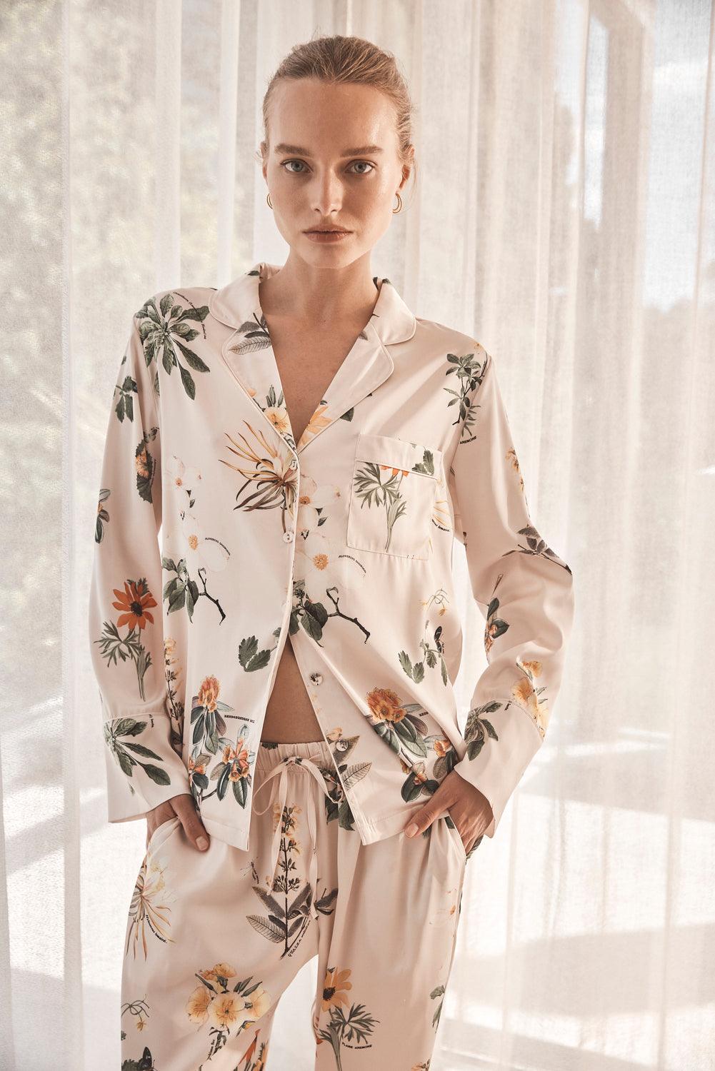 Elle Garden Print Satin Set