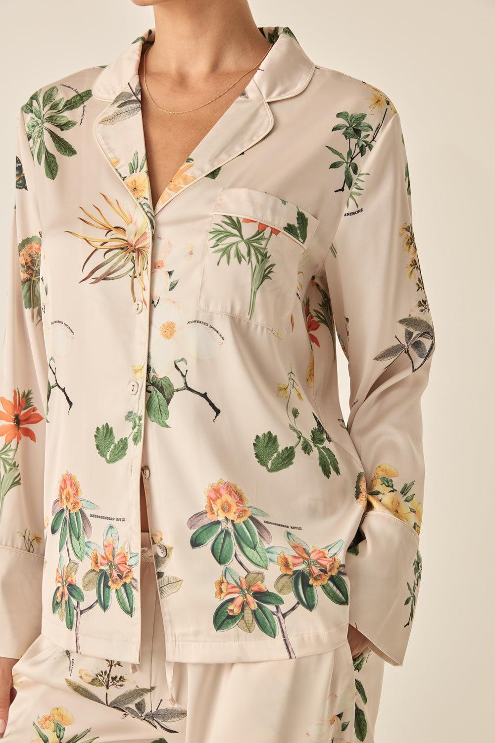 Elle Garden Print Satin Set