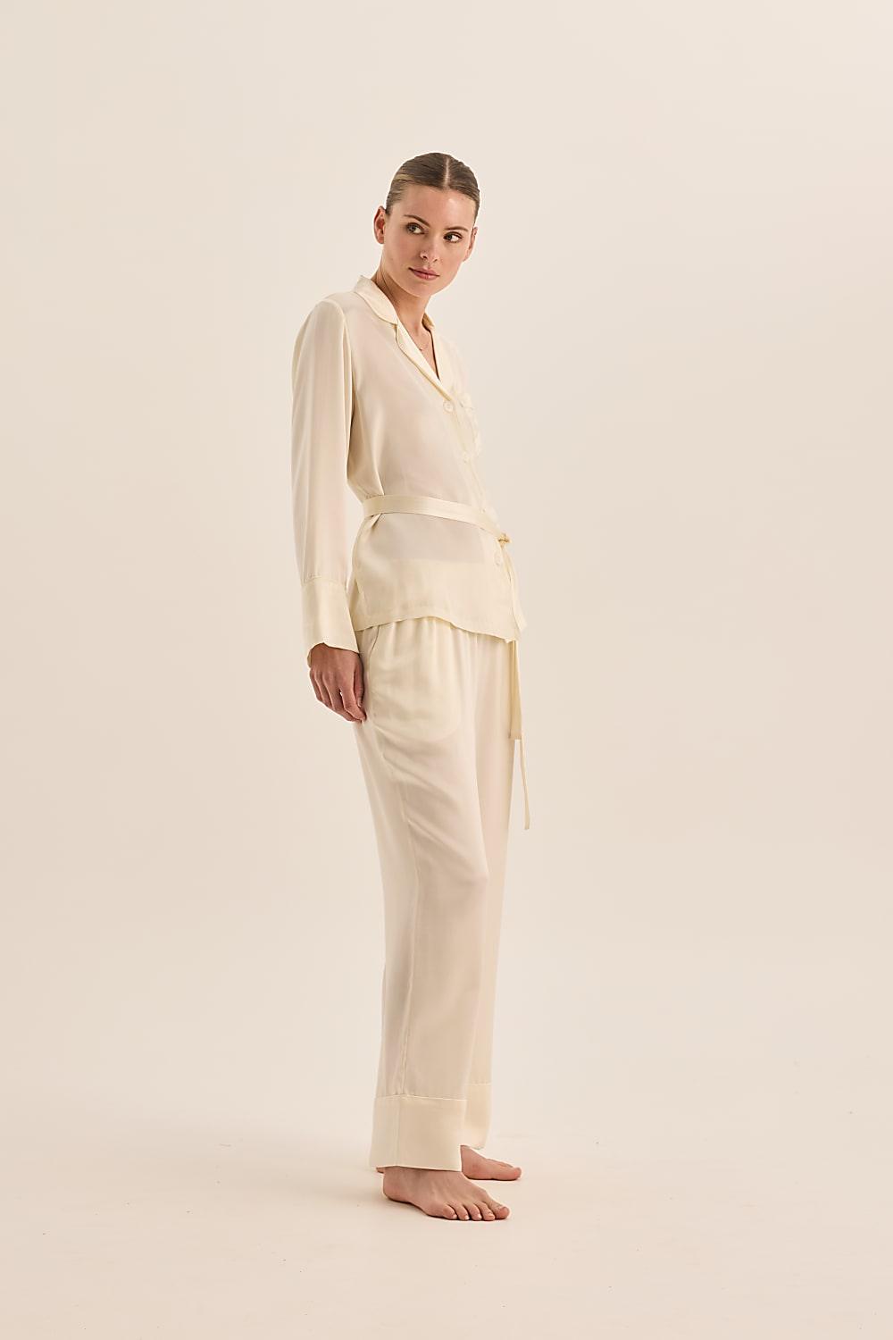 Emerald Pure Silk Long Sleeve Wide Leg Pyjama Set