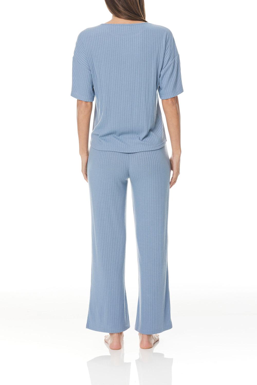 Emma Wide Leg Ribbed Lounge PJ