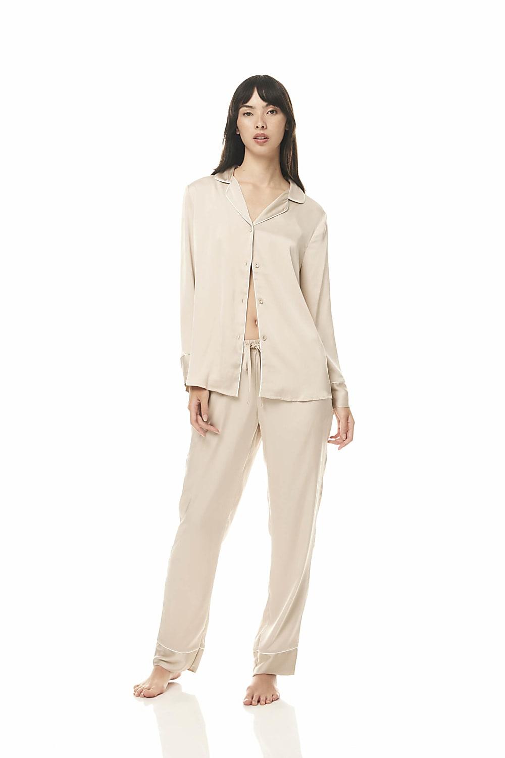 Evette Satin Biscuit PJ Set