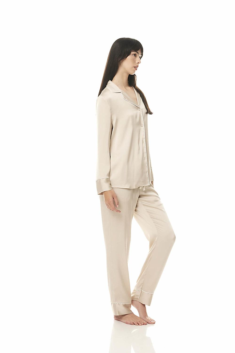 Evette Satin Biscuit PJ Set