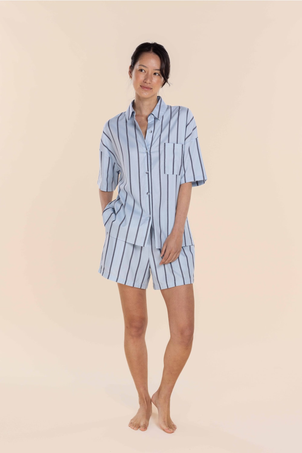 Sasha Striped Boyfriend Short PJ Set
