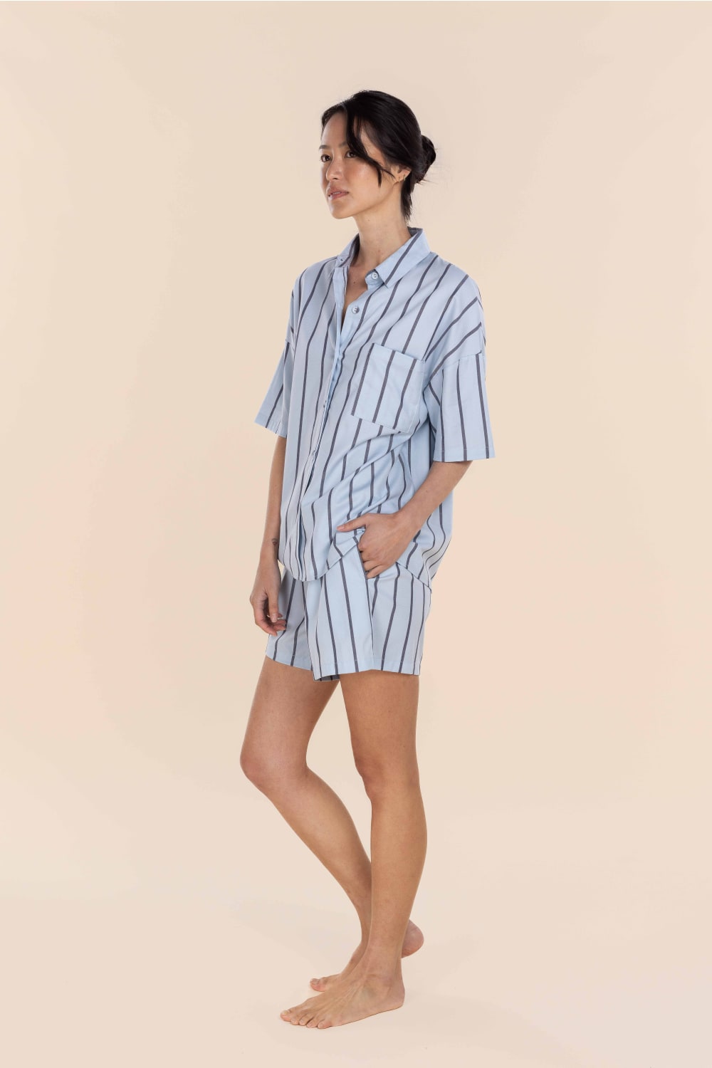 Sasha Striped Boyfriend Short PJ Set