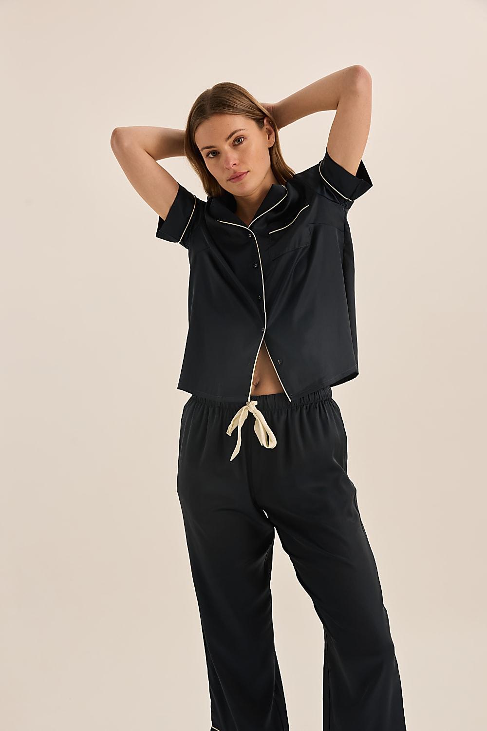 Floriana Navy Satin Pyjama