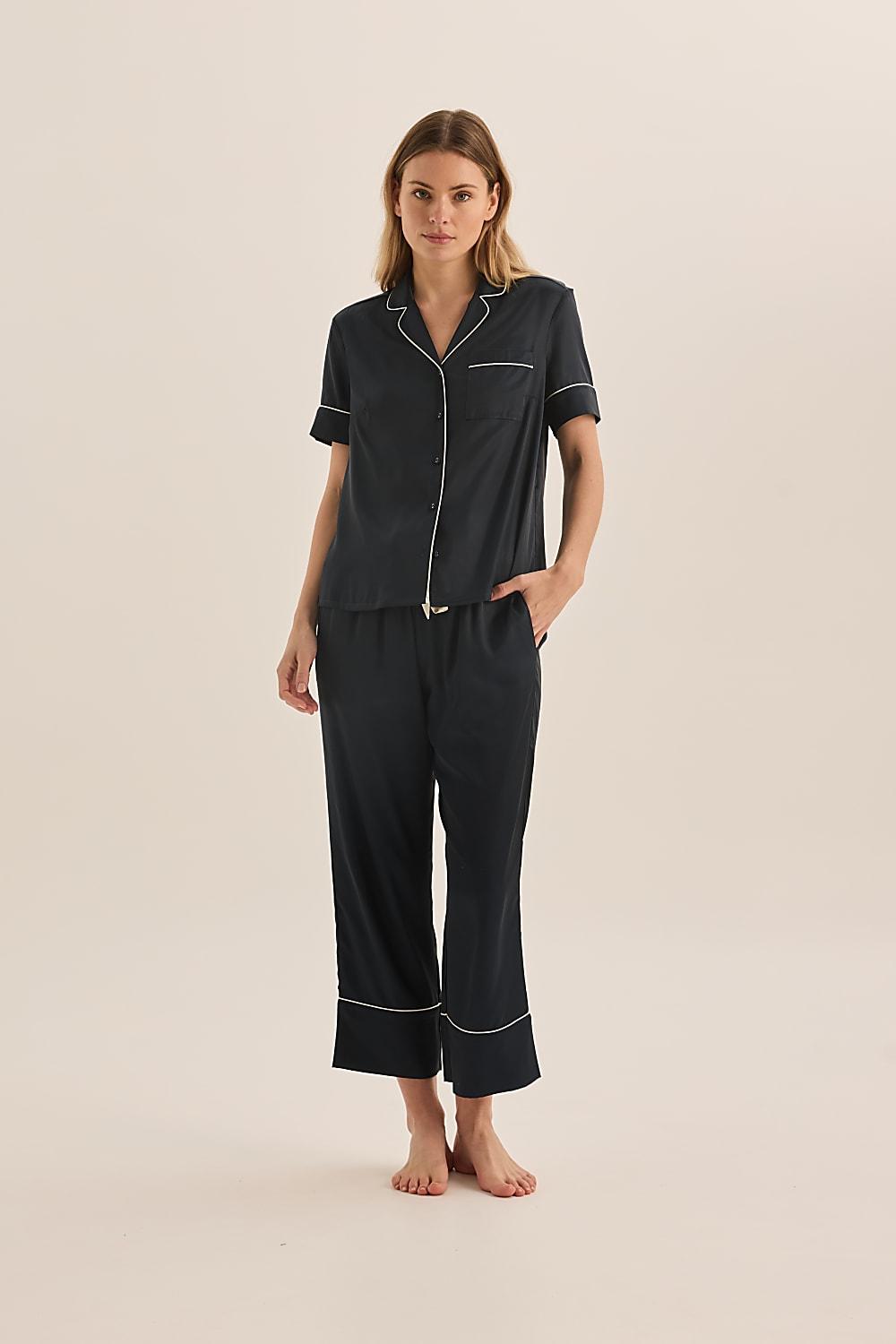 Floriana Navy Satin Pyjama