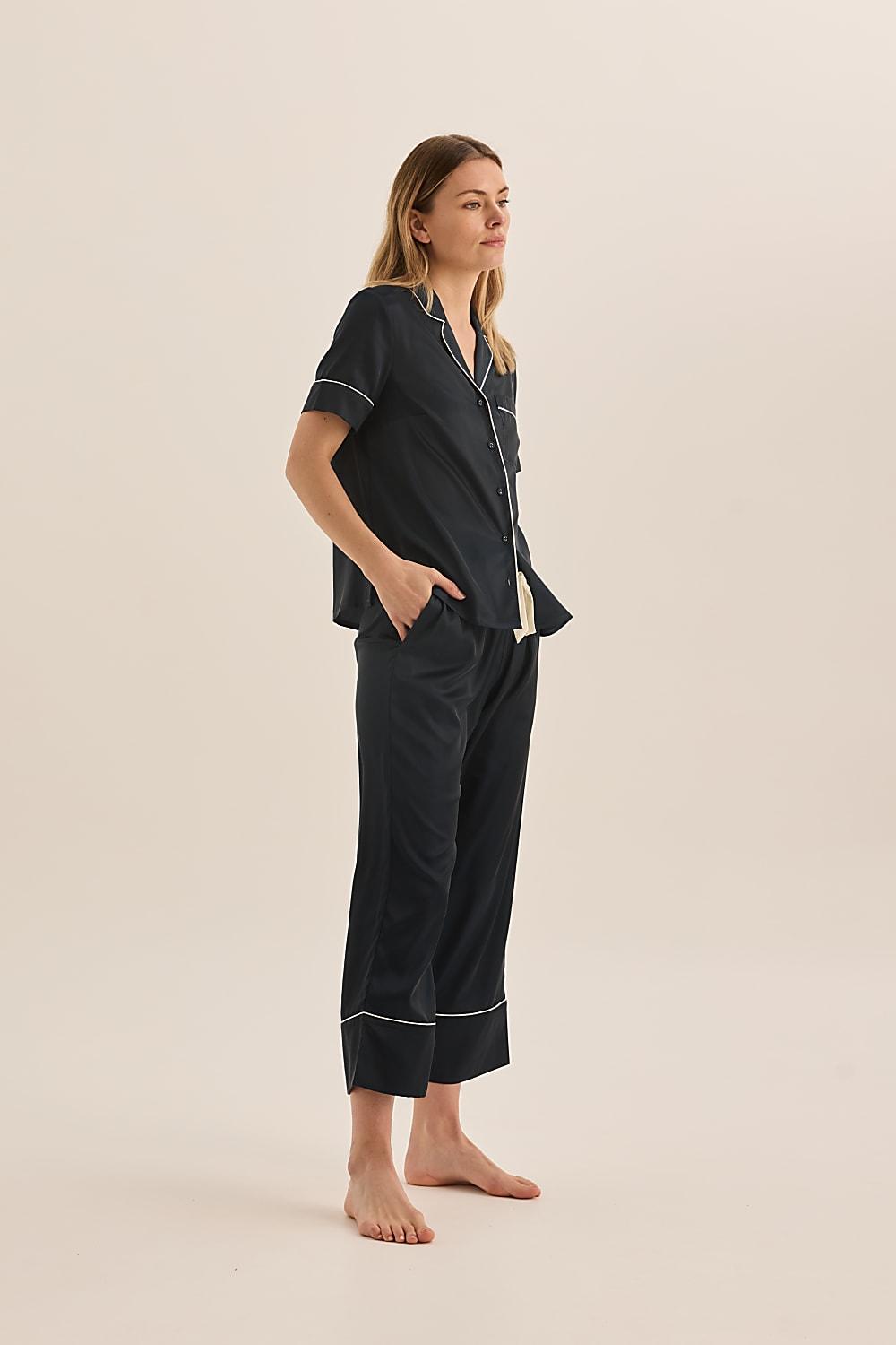 Floriana Navy Satin Pyjama