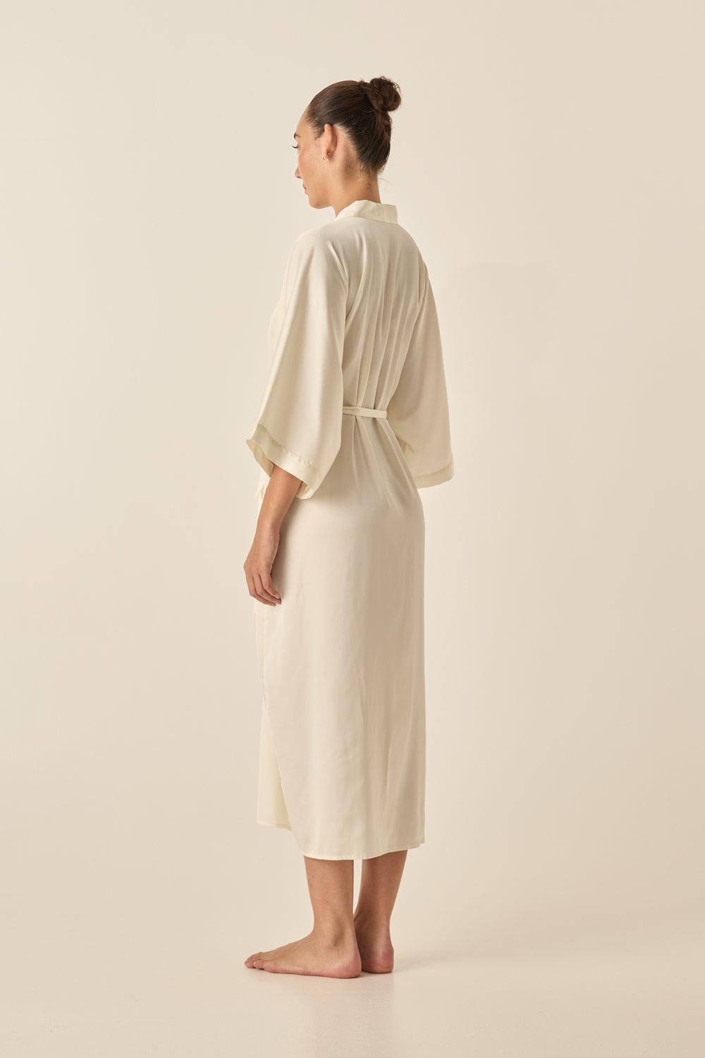Henrietta Ivory Satin Robe